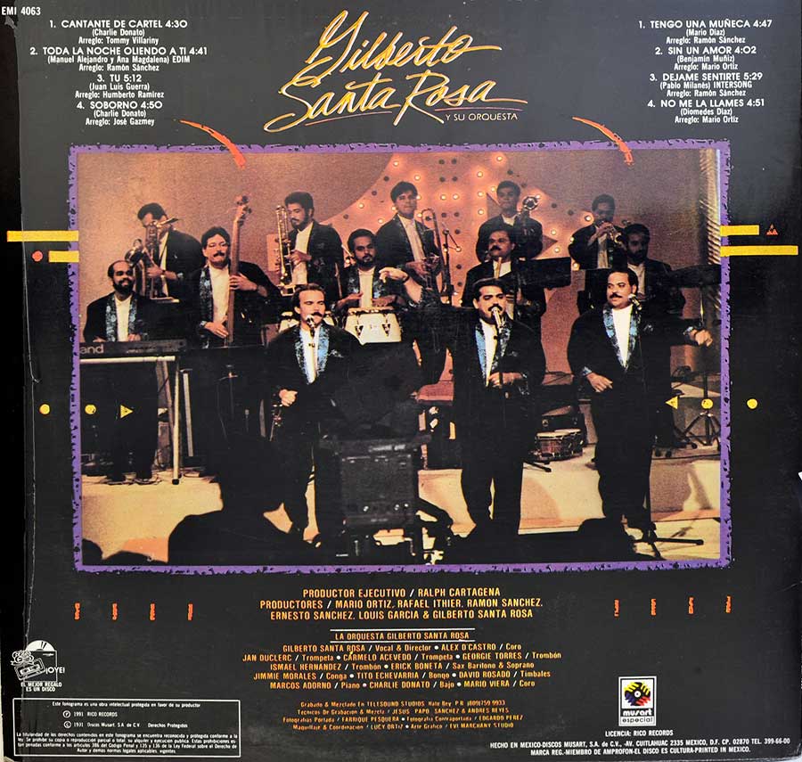 Back Cover  Photo of "GILBERTO SANTA ROSA - El Caballero de Salsa" Album 