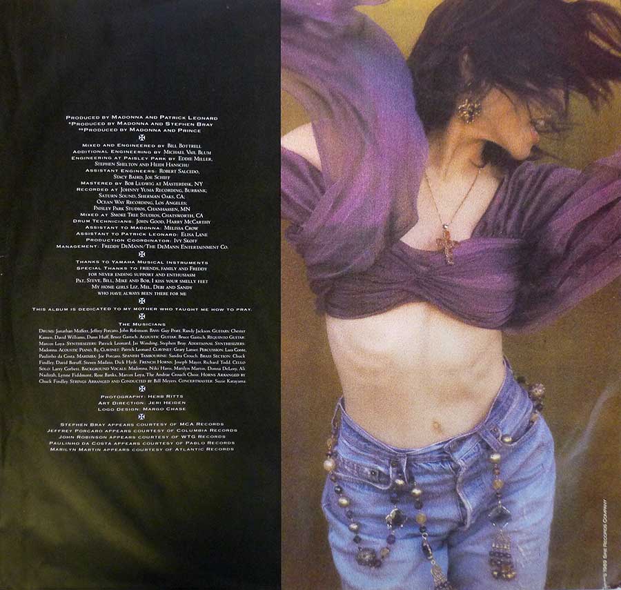 MADONNA - Like A Prayer 12" Vinyl LP Album custom inner sleeve