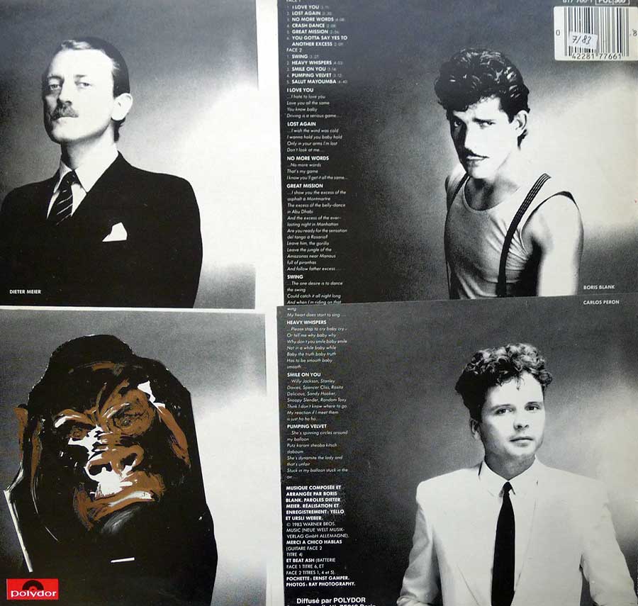 Photo of album back cover YELLO - You Gotta Say Yes To Another Excess 12" LP Vinyl Album