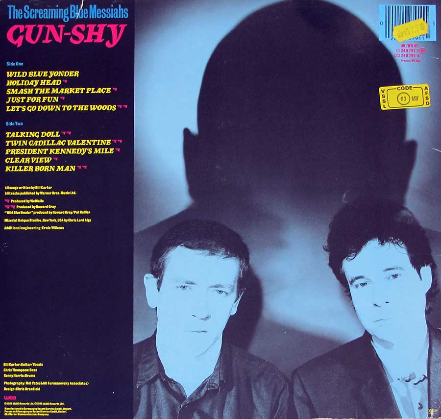 THE SCREAMING BLUE MESSIAHS Gun Shy 12" LP Vinyl Album back cover