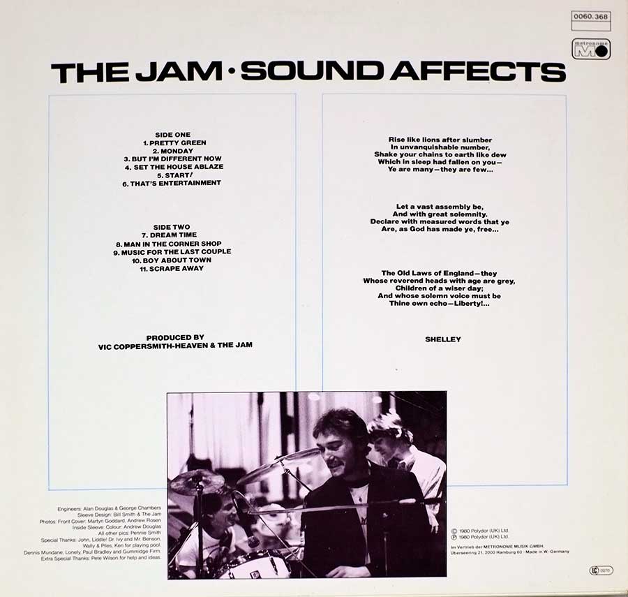 THE JAM - Sound Affects 12" Vinyl LP Album  back cover