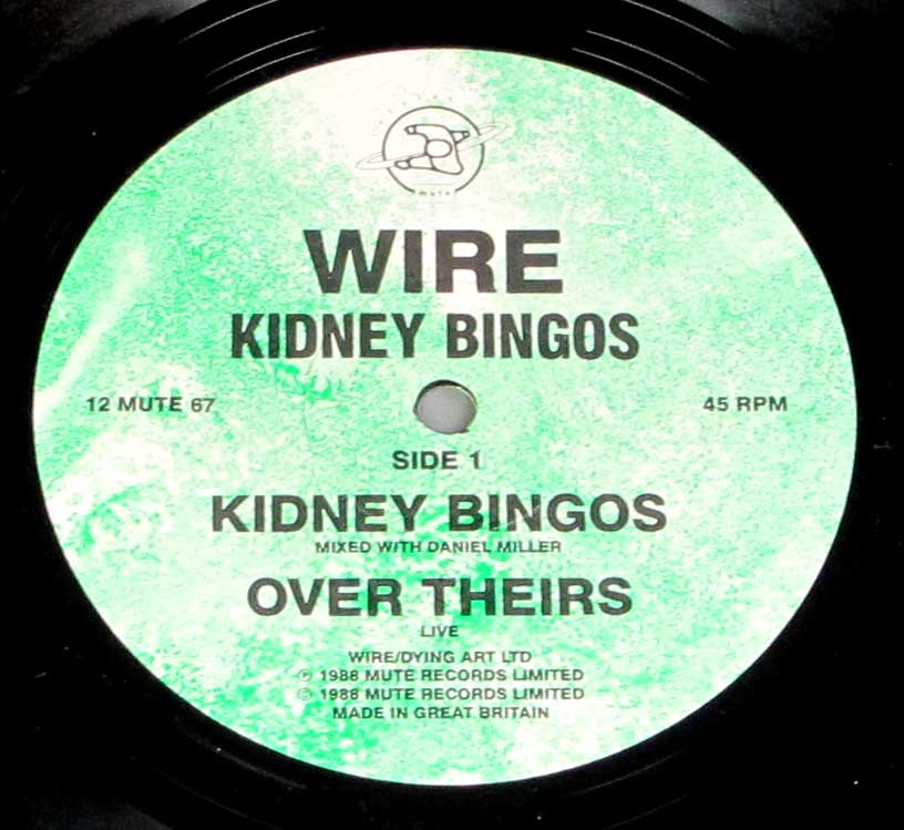 Close-up Photo of "WIRE - Kidney Bingos" Record Label 