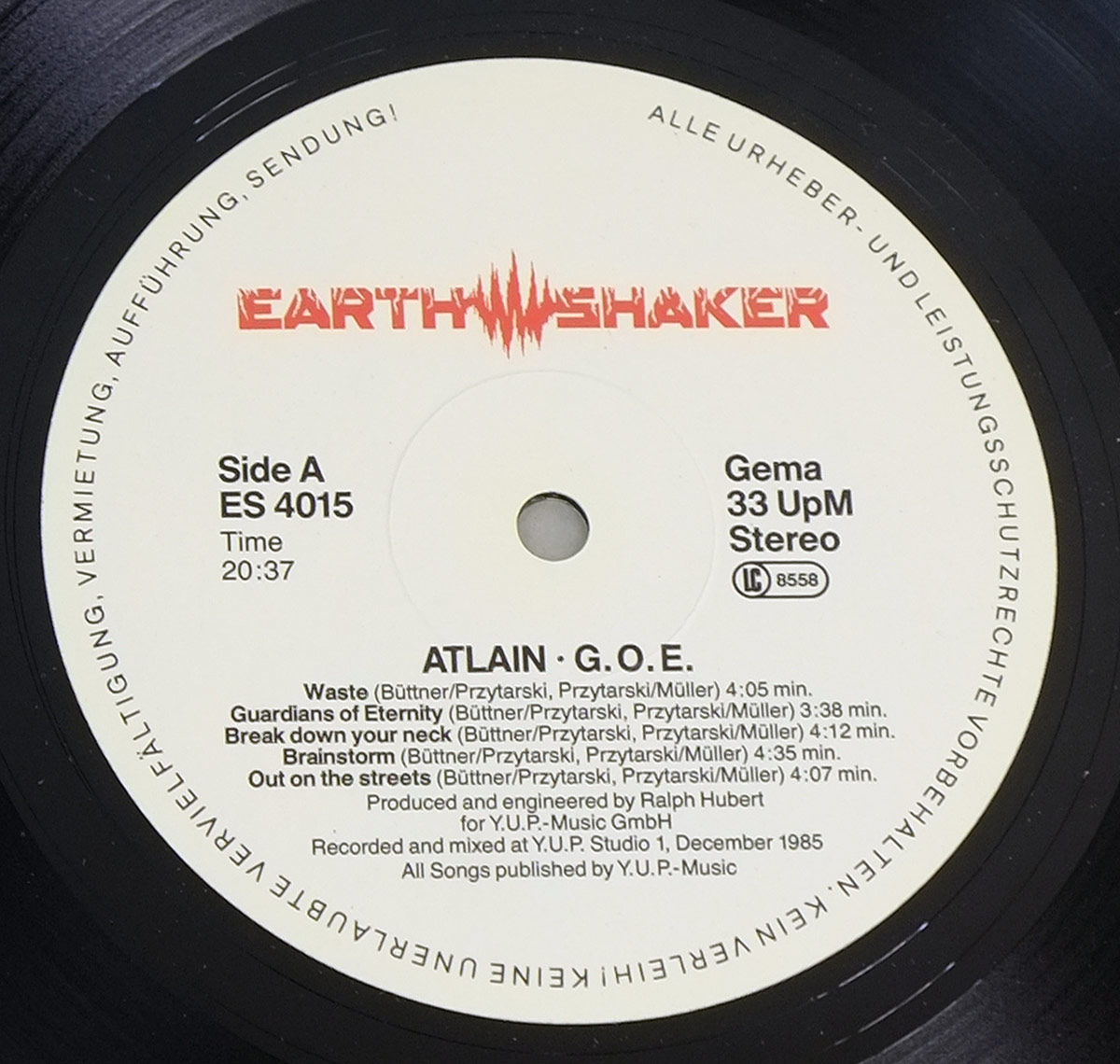 Enlarged High Resolution Photo of the Record's label ATLAIN - G.O.E. https://vinyl-records.nl