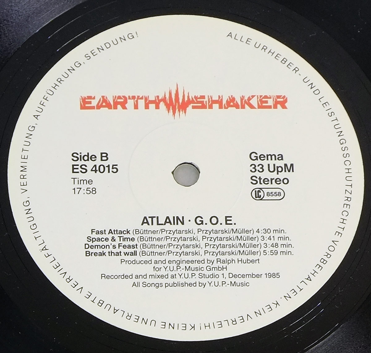 Enlarged High Resolution Photo of the Record's label ATLAIN - G.O.E. https://vinyl-records.nl