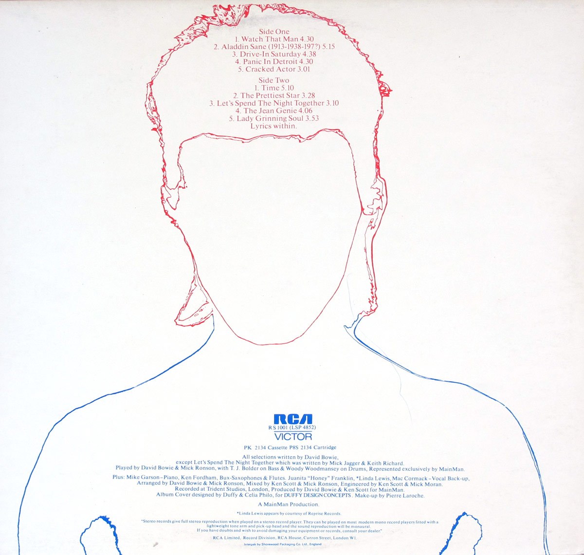 Photo Of The Back Cover DAVID BOWIE - Aladdin Sane