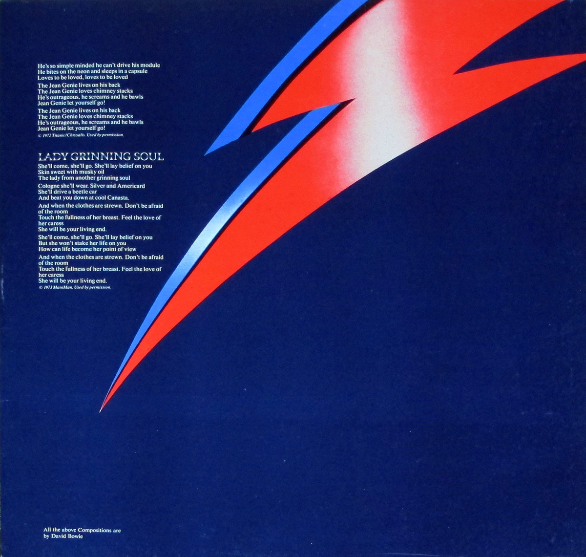 Photo One Of The Original Custom Inner Sleeve DAVID BOWIE - Aladdin Sane Gatefold Album Cover 12" LP Vinyl 