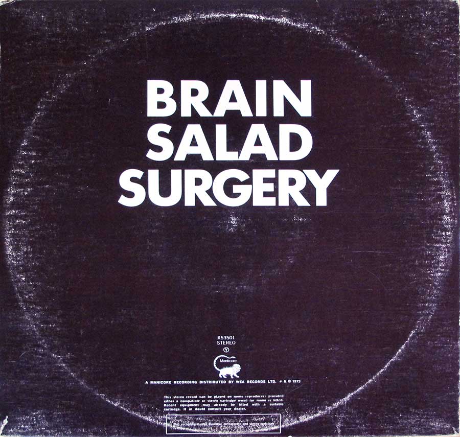 EMERSON, LAKE & PALMER - Brain Salad Surgery French Release Gatefold 12" LP Vinyl Album
 back cover