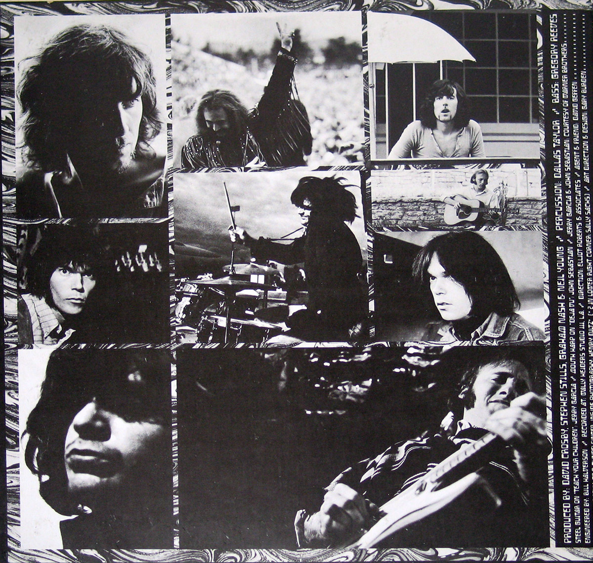 CROSBY STILLS NASH & YOUNG - Deja Vu White Album Cover 12" Vinyl LP  inner gatefold cover
