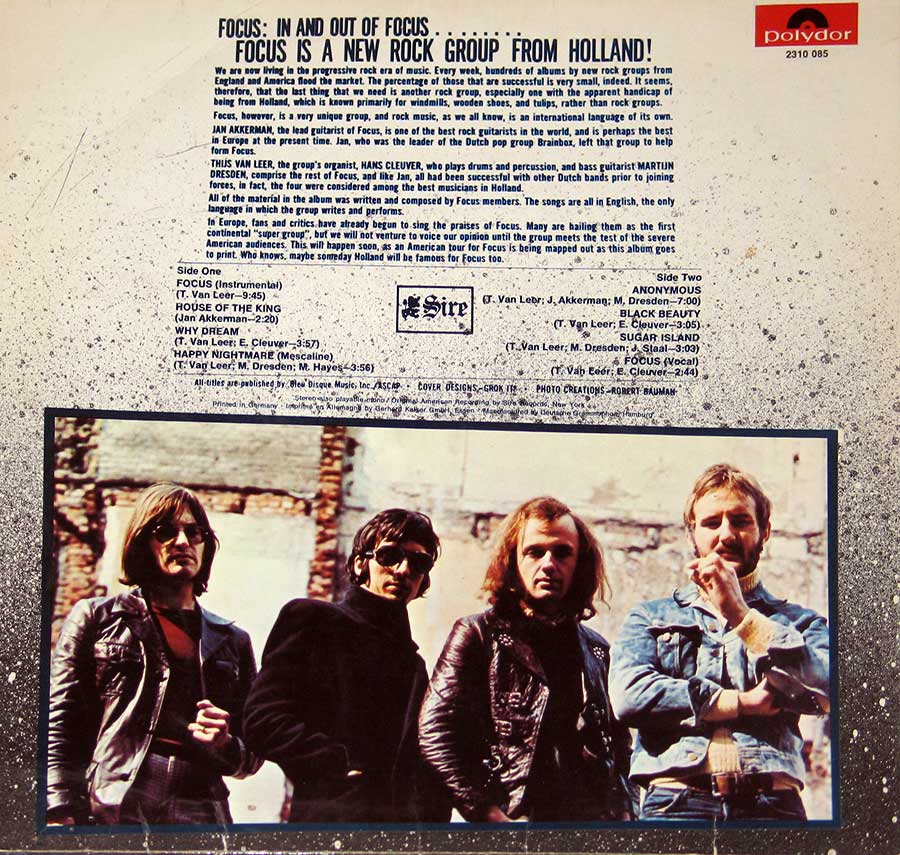 FOCUS - In And Out Of Focus 12" Vinyl LP Album back cover