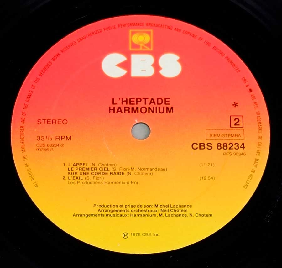 Side Two Close up of record's label Record Label Details: CBS 88234 © Copyright CBS Inc Sound Copyright 