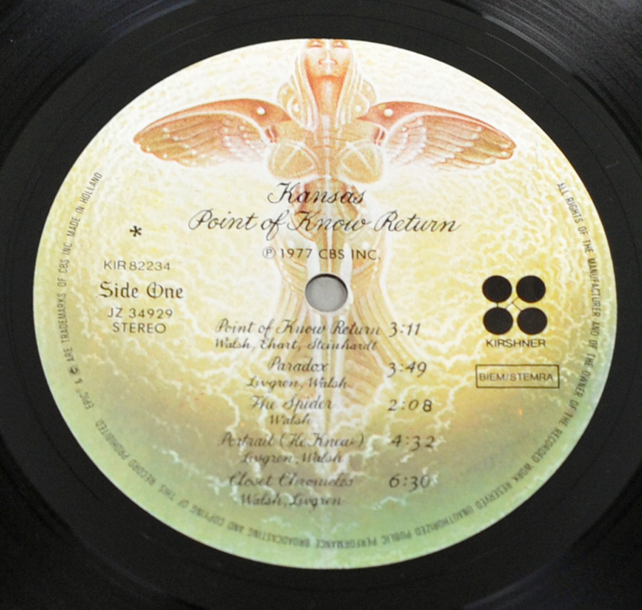 Photo of "KANSAS - Point of Know Return" 12" LP Record - Side One: