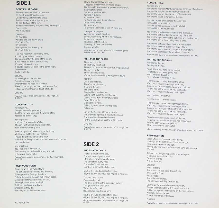 Photo One Of The Original Custom Inner Sleeve MANFRED MANN'S EARTH BAND - Angel Station 