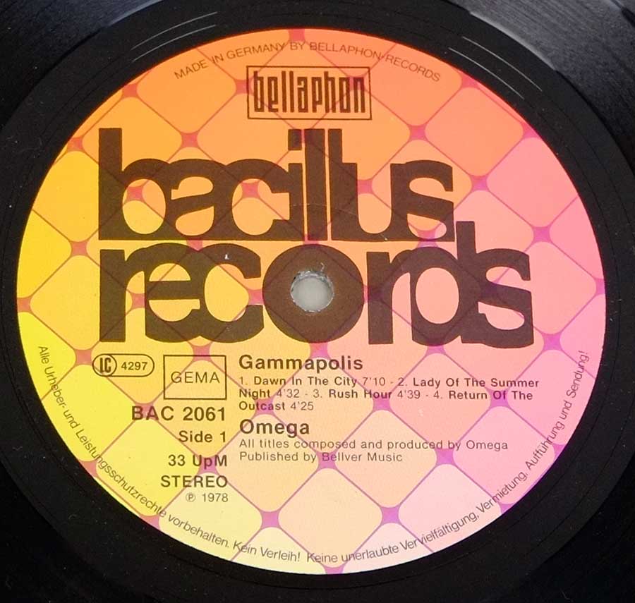 "Gammapolis" Record Label Details: BACILLUS Records BAC 2061 ℗ 1978 Sound Copyright 