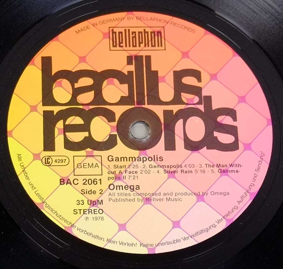 Record Label Details: BACILLUS Records BAC 2061 ℗ 1978 Sound Copyright 
