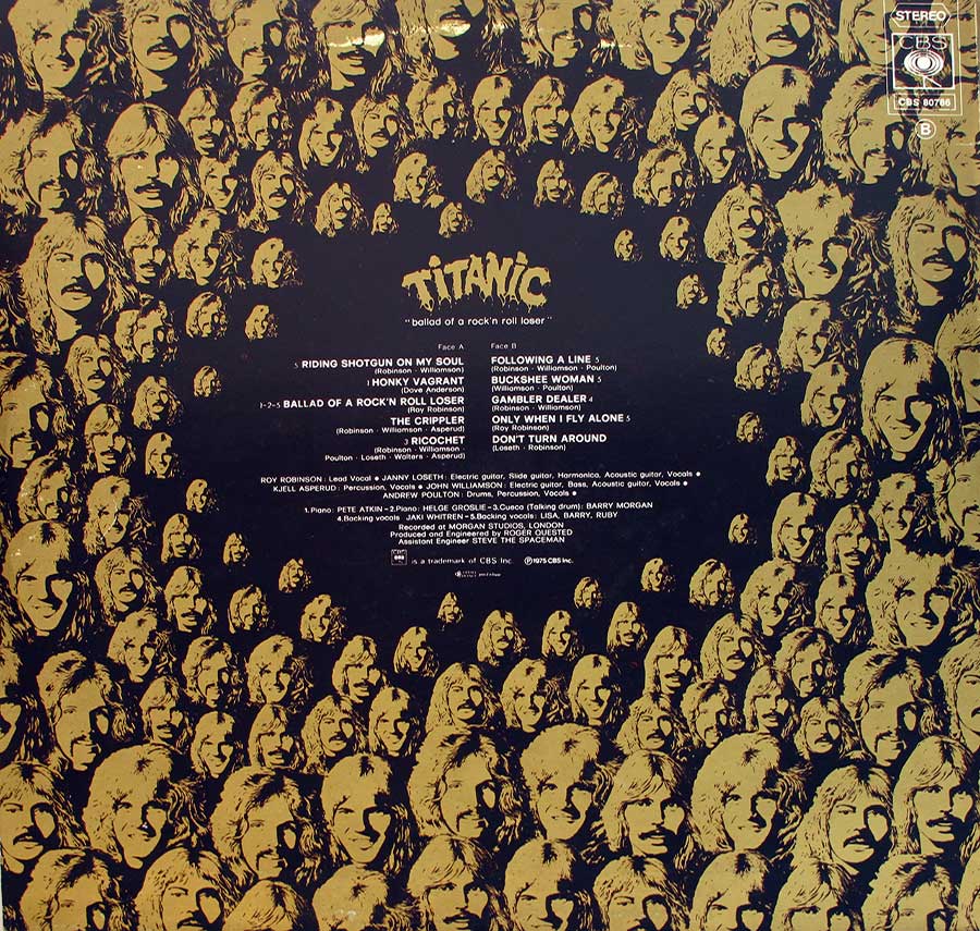 TITANIC - Ballad Of A Rock 'N' Roll Loser 12" Vinyl LP ALbum back cover