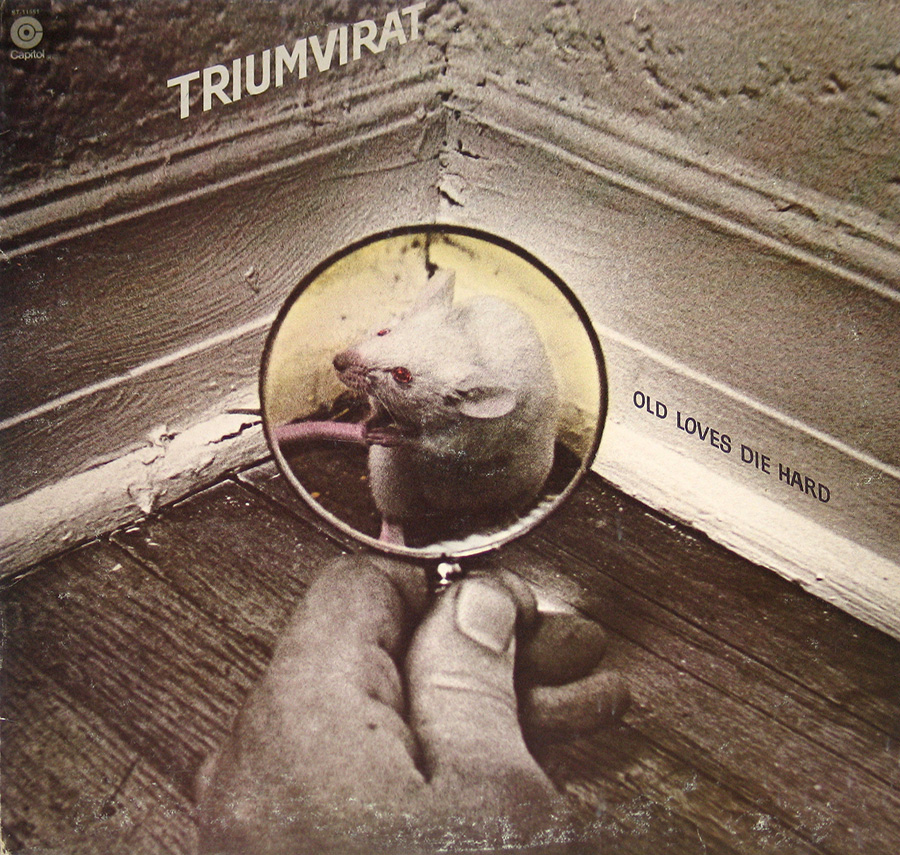 Front Cover Photo Of TRIUMVIRAT - Old Loves Dies Hard Rat Cover 12" Vinyl LP Album