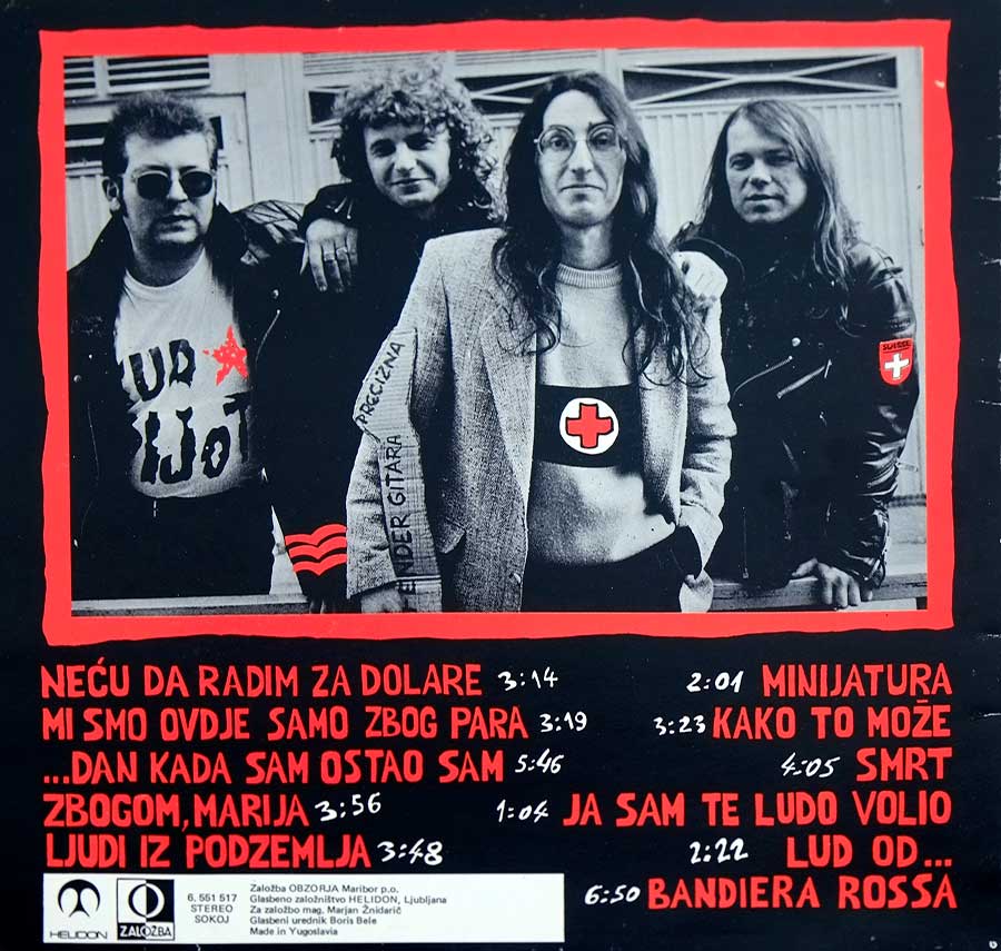 Photo of album back cover KUD IDIJOTI - Mi Smo Ovdje Samo Zbog Para Jugoslavia 12" LP Vinyl Album