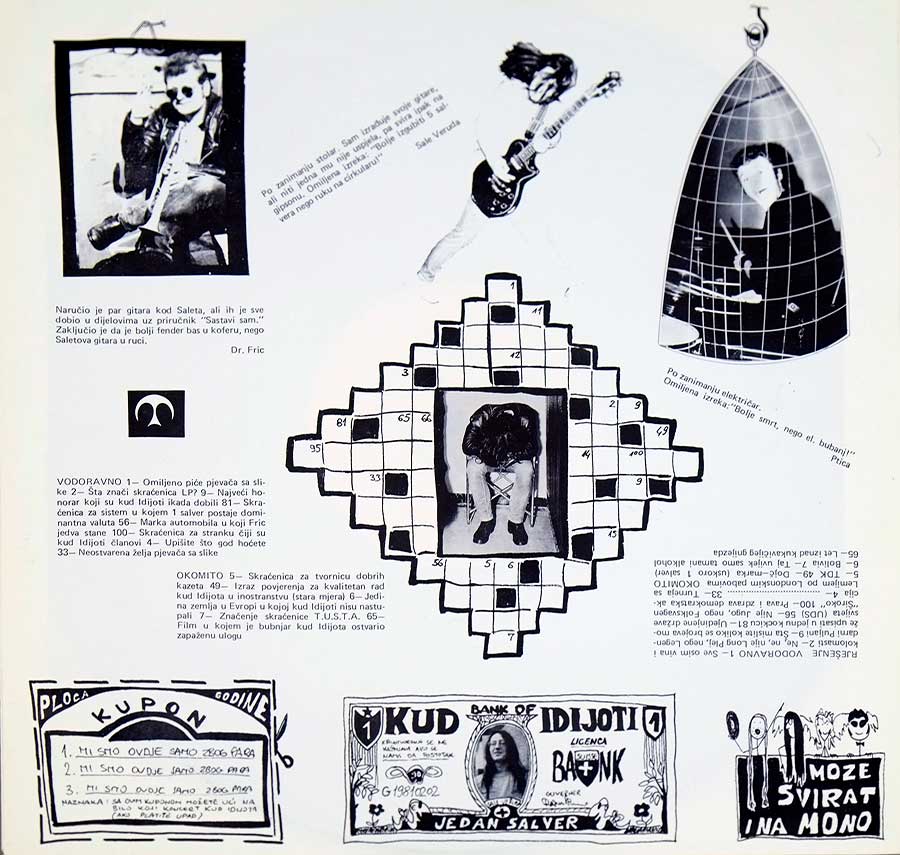 Photo One Of The Original Custom Inner Sleeve KUD IDIJOTI - Mi Smo Ovdje Samo Zbog Para Jugoslavia 12" LP Vinyl Album 