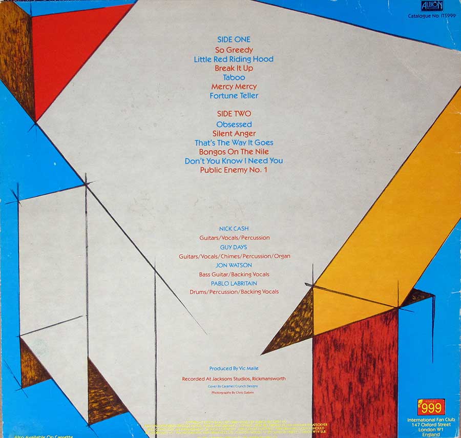 999 - Concrete 12" LP Vinyl Album back cover