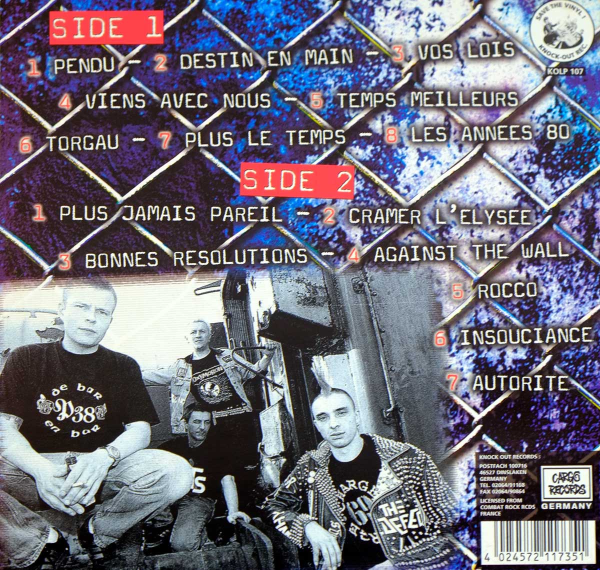 High Quality Photo of Album Back Cover  "CHARGE 69 - Vos Lois Ne Sont Pas Nos Regles