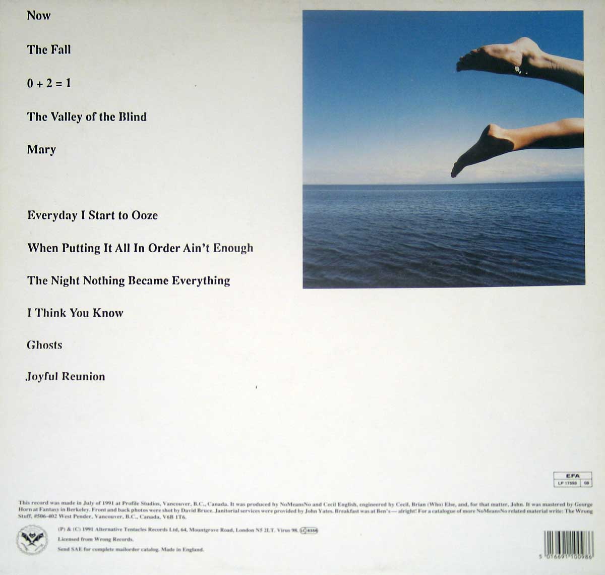 Photo of album back cover NOMEANSNO 0 + 2 = 1  