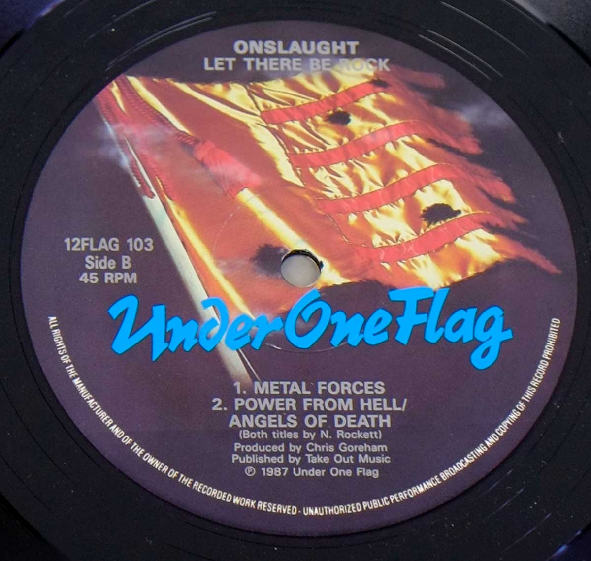 Close-Up of the "Under One Flag" 12FLAG 103 Record Label  