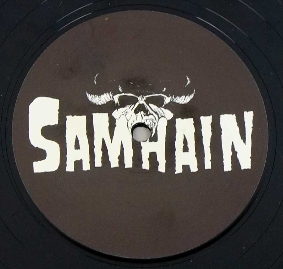 Close up of record's label SAMHAIN AT DANCETERIA, NYC 1985  Side One