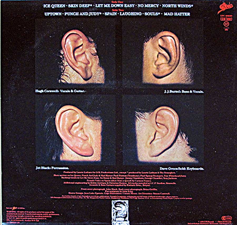 STRANGLERS - Aural Sculpture 12" LP Vinyl Album
 back cover
