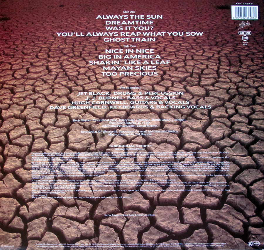 Stranglers - Dreamtime back cover