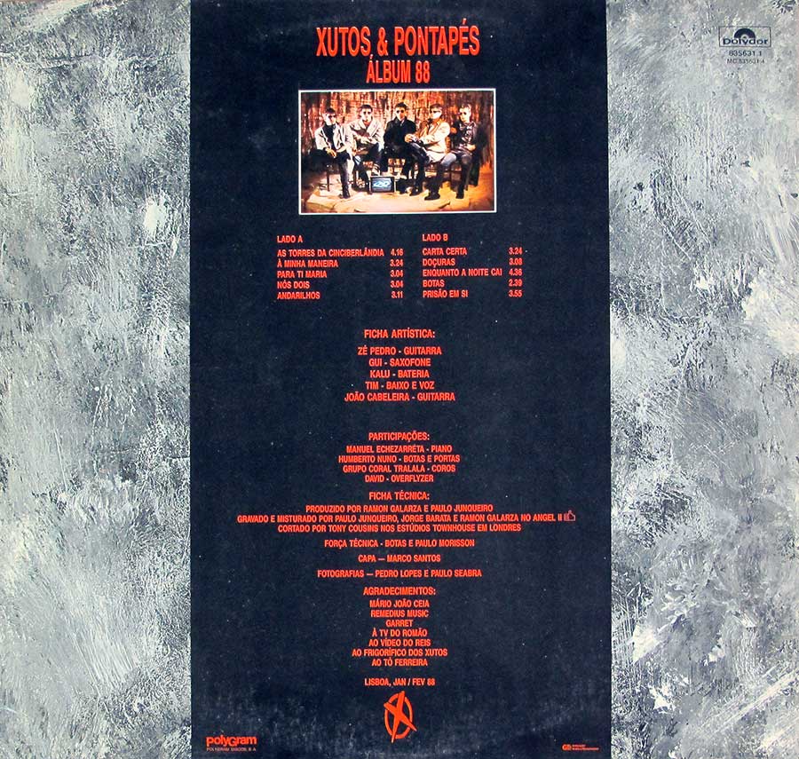 Album Back Cover  Photo of "XUTOS & PONTAPES - Album 88"