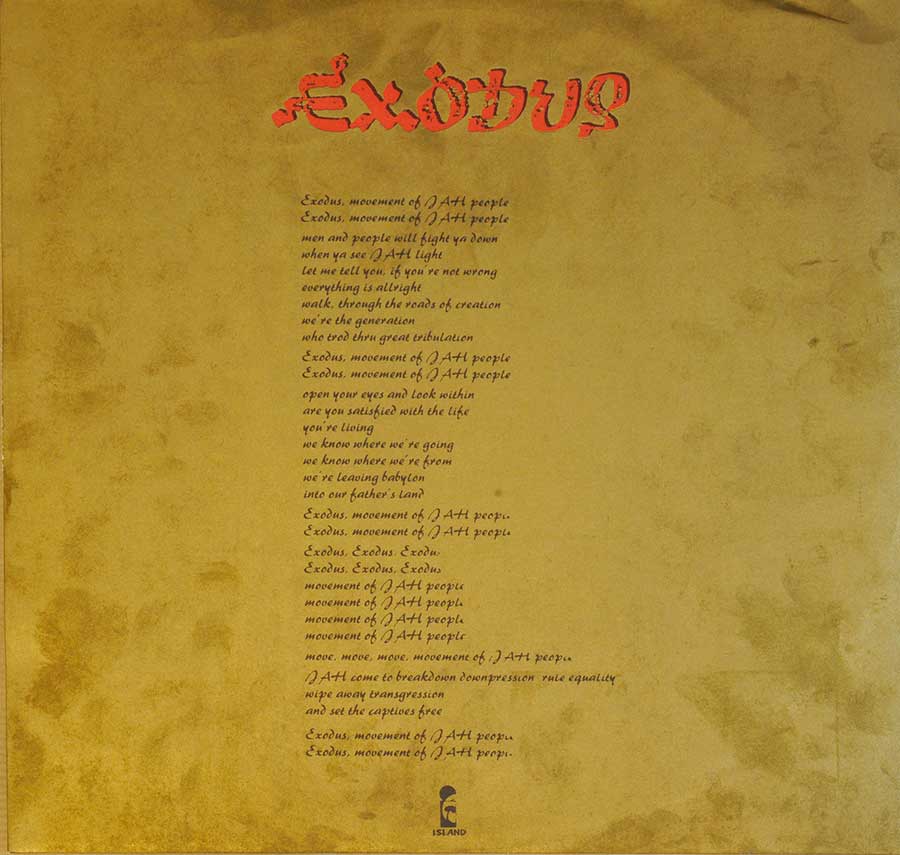 BOB MARLEY & THE WAILERS - Exodus Italian Release 12" Vinyl LP Album custom inner sleeve