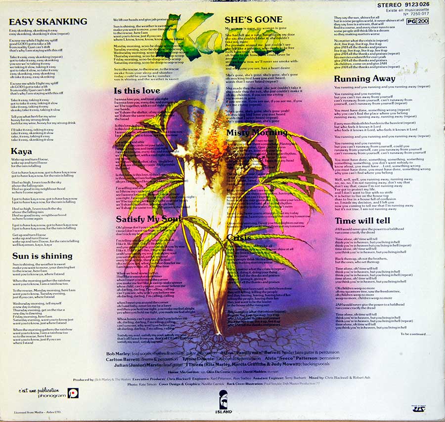 Photo of album back cover BOB MARLEY - Kaya ( France )