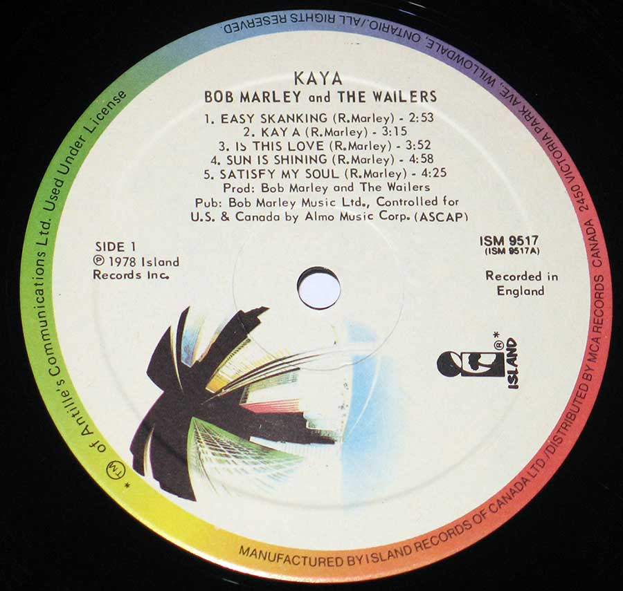Side Two Close up of record's label BOB MARLEY & THE WAILERS - Kaya Tuff Gong ( Jamaica Release ) 12" Vinyl LP Album

