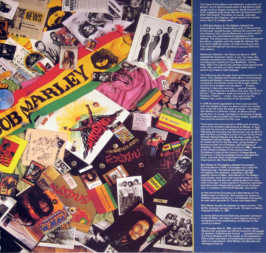 BOB MARLEY & THE WAILERS - Legend The Best Of Bob Marley 12" Vinyl LP Album inner gatefold cover