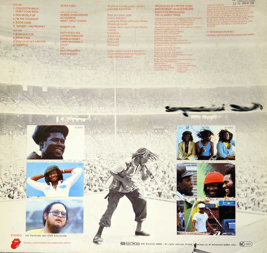 PETER TOSH - Bush Doctor German Release 12" LP vinyl Album back cover