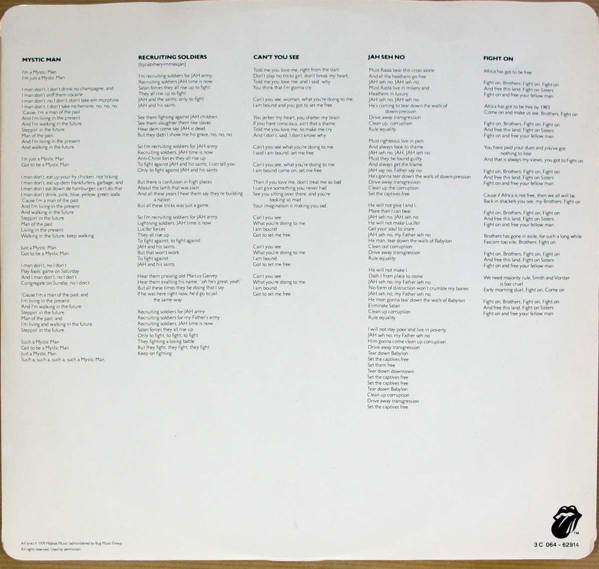 Photo of custom inner sleeve cover PETER TOSH - Mystic Man ( Italy ) 