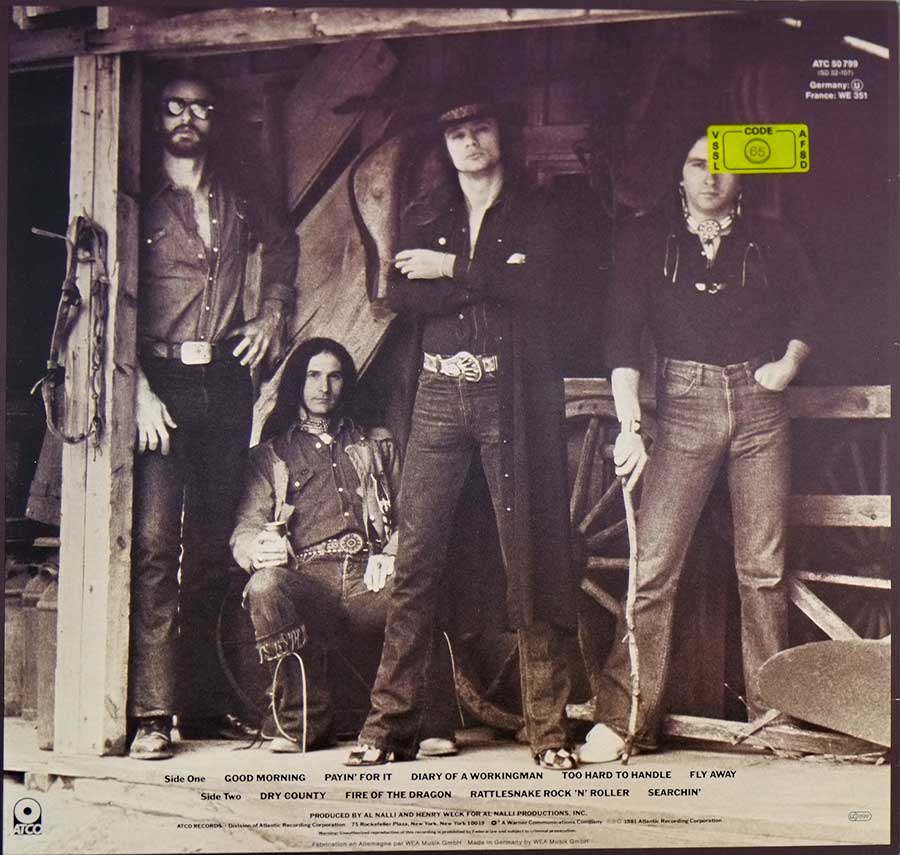 Photo of album back cover BLACKFOOT - Marauder Southern Rock