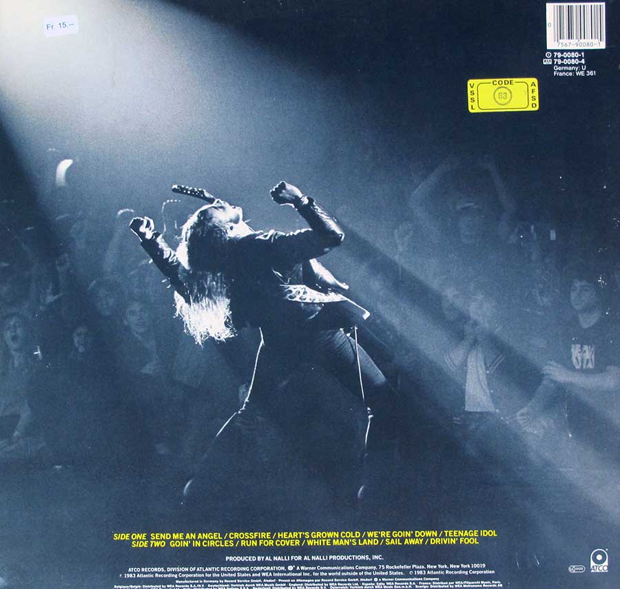 Photo of album back cover BLACKFOOT - Siogo - Southern Rock 