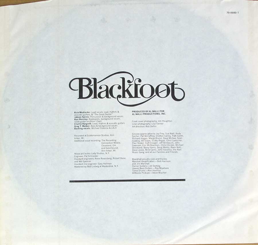Photo One Of The Original Custom Inner Sleeve BLACKFOOT - Siogo - Southern Rock  