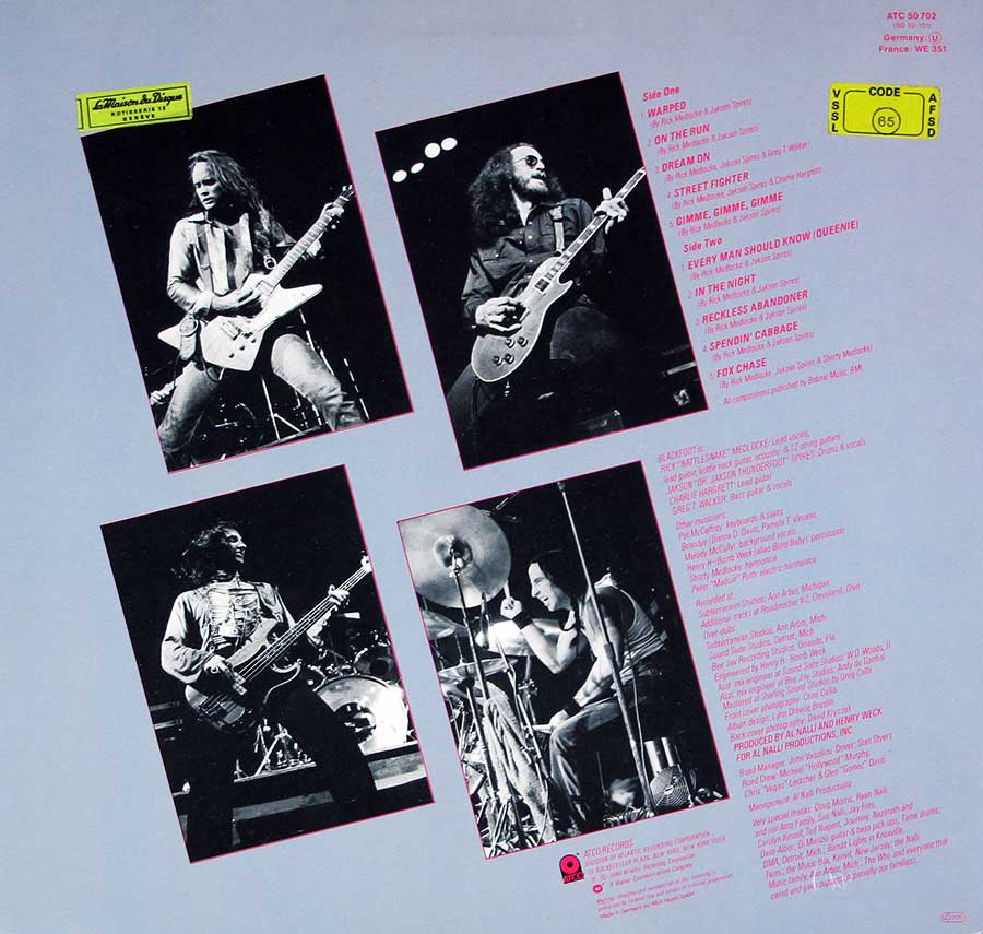 Photo of album back cover BLACKFOOT - Tomcattin' 