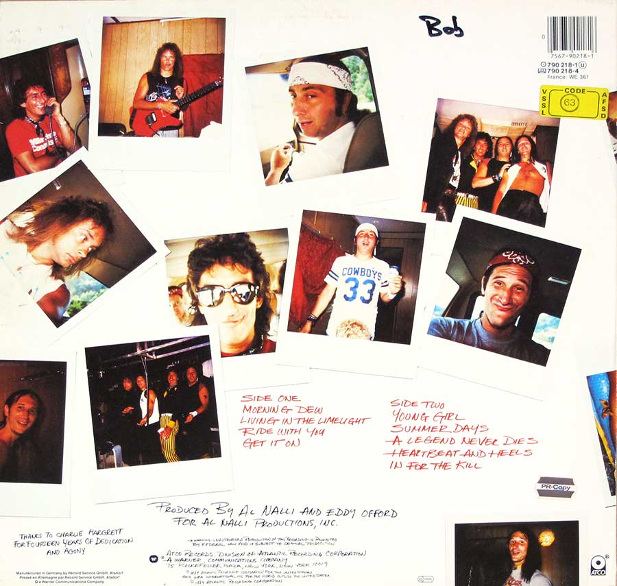 Photo of album back cover BLACKFOOT - Vertical Smiles