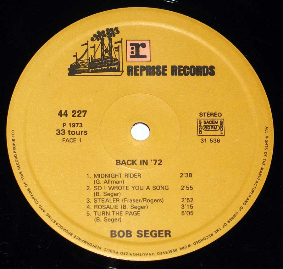 High Resolution Photo BOB SEGER Back 72 JJ Cale 