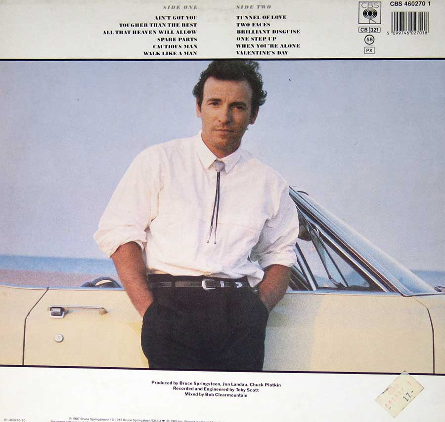 BRUCE SPRINGSTEEN  - Tunnel of Love 12" Vinyl LP ALbum
 back cover