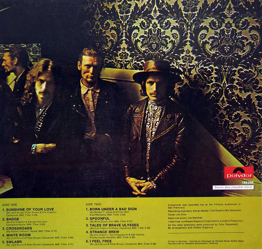 CREAM - Best of Cream 12" Vinyl LP Album  back cover