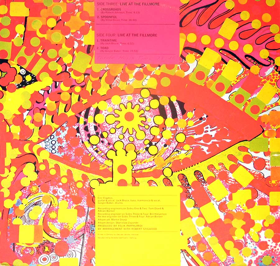 CREAM - Wheels Of Fire 12" Vinyl LP Album 

 inner gatefold cover