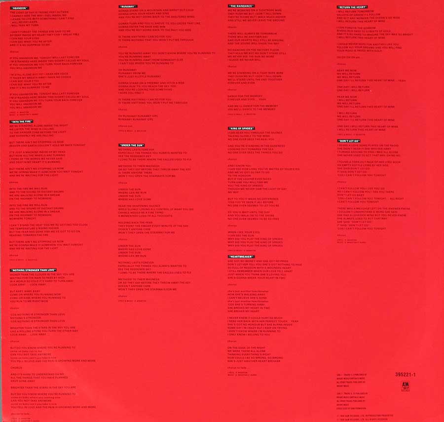 Photo Two of the original custom inner sleeve  DARE - Out Of Silence 12" LP Vinyl Album