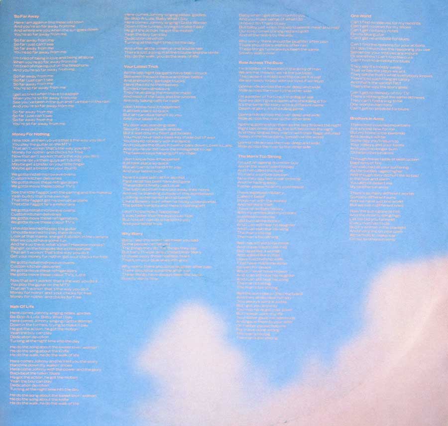 DIRE STRAITS - Brothers in Arms West Germany 12" Vinyl LP Album custom inner sleeve