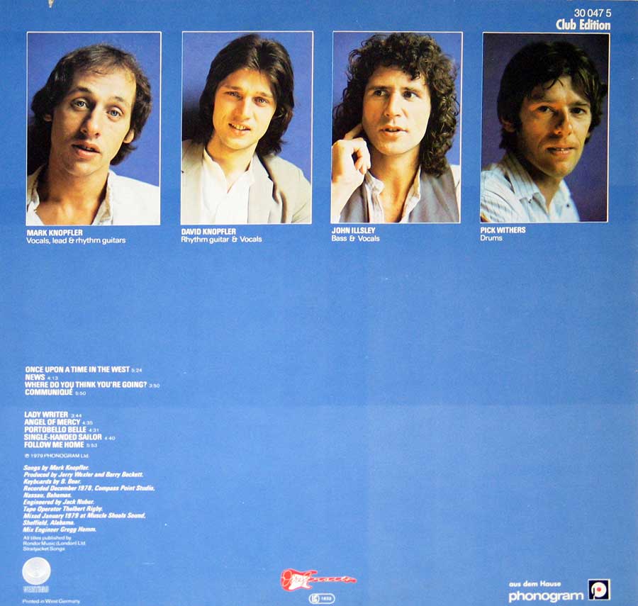 DIRE STRAITS - Communique Club Edition Germany 12" Vinyl LP Album
 album back cover