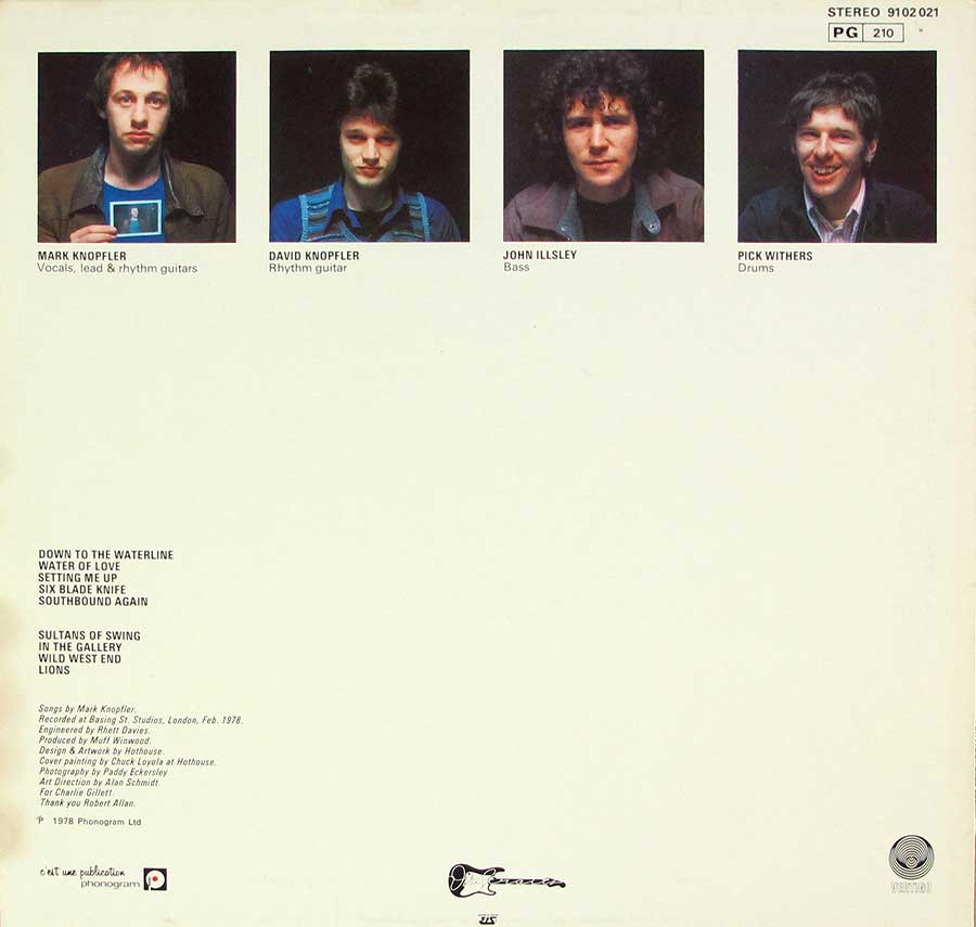 DIRE STRAITS - Self-Titled France Black Vertigo 2nd Release 12" LP VINYL
 back cover