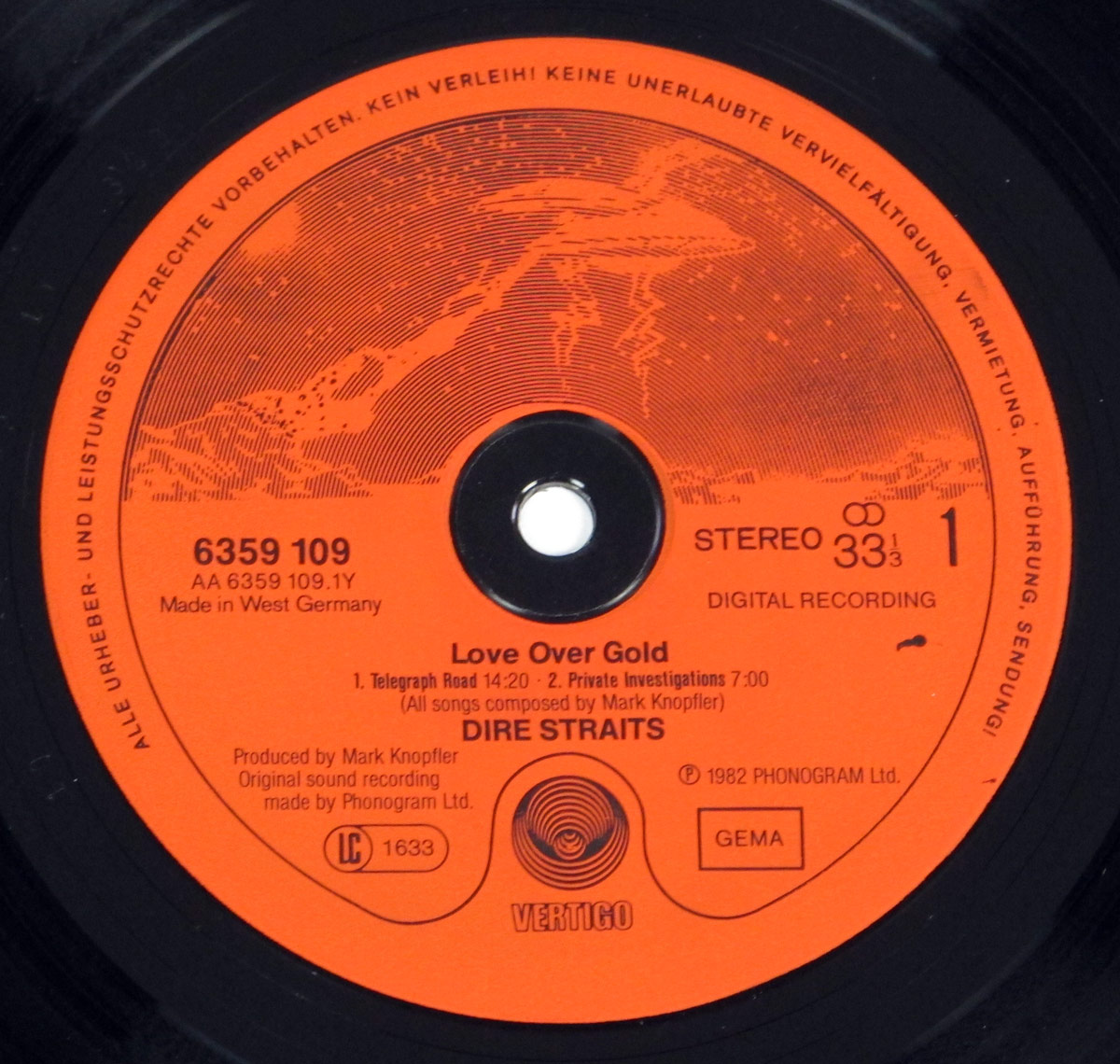 "Love Over Gold" Record Label Details: Vertigo 6359 109 